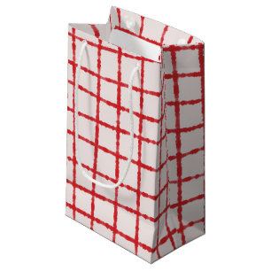 Red Pink Check Pattern Stylish and Festive Small Gift Bag