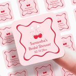 Red Pink Cherry On Top Bow Bridal Shower Favour Square Sticker<br><div class="desc">Make your bridal shower unforgettable with our Personalised Red Pink Cherry On Top Bow Bridal Shower Favour Square Sticker. Perfect for celebrating the bride who 'shes the cherry on top' with a cherry on top bridal shower or a sweet Valentine bridal shower. Ideal for a kiss the miss goodbye bridal...</div>