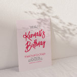 Red & Pink Chic Lettering Script Birthday Party Invitation<br><div class="desc">Celebrate your special day with this simple stylish adult birthday party invitation. This design features a chic brush script "Your Name's Birthday" with a clean layout in blush pink & Red colour combo. More designs available at my shop BaraBomDesign.</div>