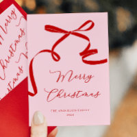 Red Pink Christmas Holiday Card