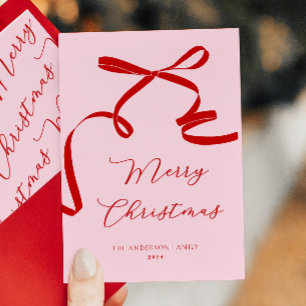Red Pink Christmas Holiday Card