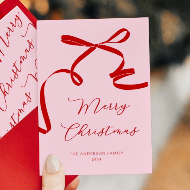 Red Pink Christmas Holiday Card (Creator Uploaded)