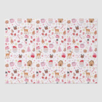 Red Pink Christmas Santa Claus Reindeer Wonderland