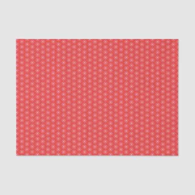Red & Pink Christmas Snowflakes Tissue Paper (Front)