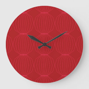 Red, pink, cool, unique, trendy, decorative art large clock