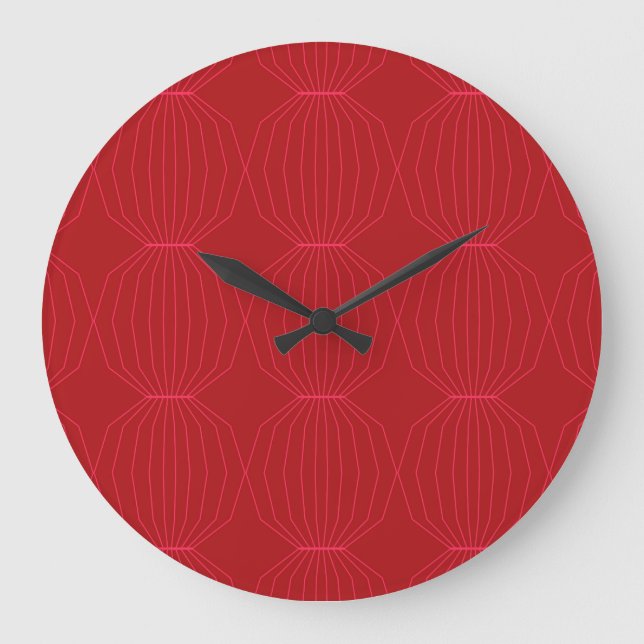 Red, pink, cool, unique, trendy, decorative art large clock (Front)