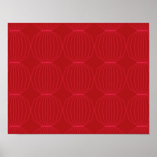 Red, pink, cool, unique, trendy, decorative art poster (Front)