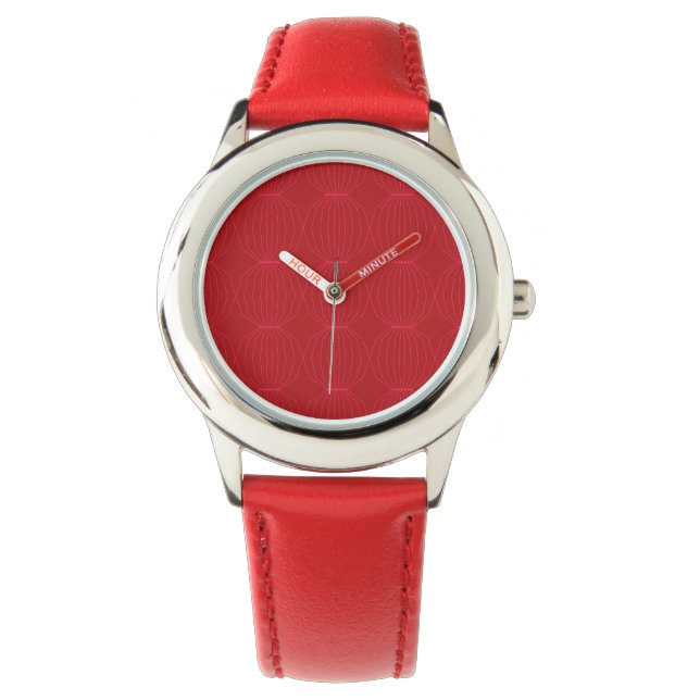 Red, pink, cool, unique, trendy, decorative art watch (Front)