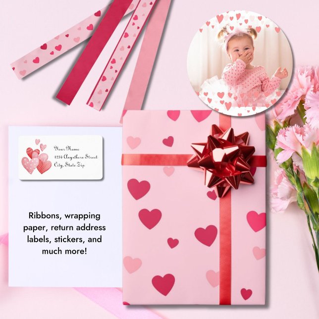 Red Pink Craft Gift  Satin Ribbon (Wrapping Paper, Return Address Labels, Ribbon, Stickers)