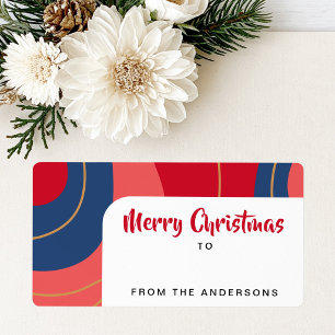 Red pink dark blue retro Christmas to from gift