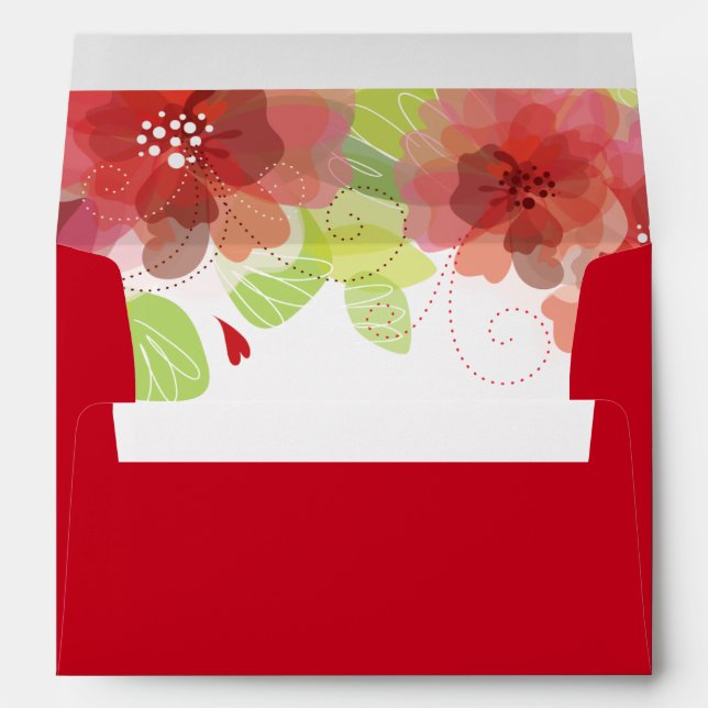 Red & pink delicate spring flowers floral wedding envelopes (Back (Bottom))