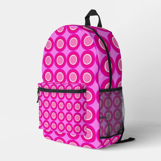 Red Pink Doughnuts With Filling On Pink Printed Backpack (Back Corner Right)