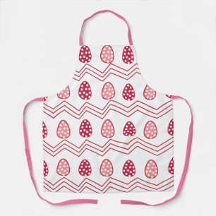 Red Pink Easter Eggs Easter Pattern    Apron