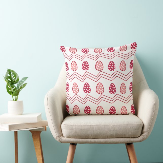 Red Pink Easter Eggs Happy Easter Pattern Cushion (Chair)