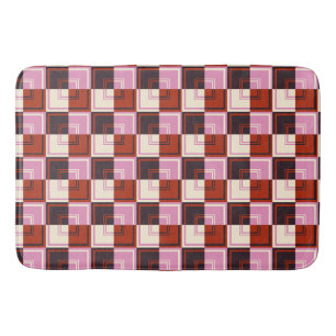 Red Pink Eggplant Ivory Bath Mat