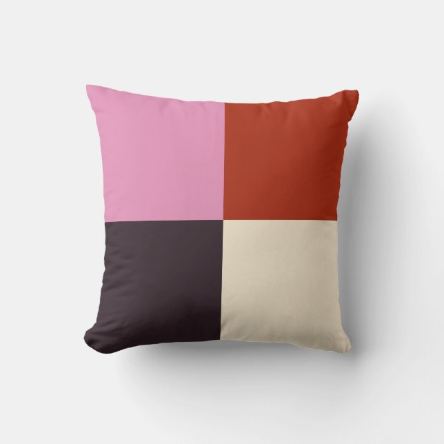 Red Pink Eggplant Ivory Cushion (Front)