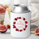 Red Pink Floral 90th Birthday Personalised Can Cooler<br><div class="desc">Pretty red roses and blush pink peonies decorate this 90th birthday party can cooler. A lovely watercolor wreath decorates it. Elegant calligraphy spells out 90th birthday and the birthday celebrant's name is below. This item is part of the Red Rose and Pink Peony collection. It contains professional designed invitation templates,...</div>