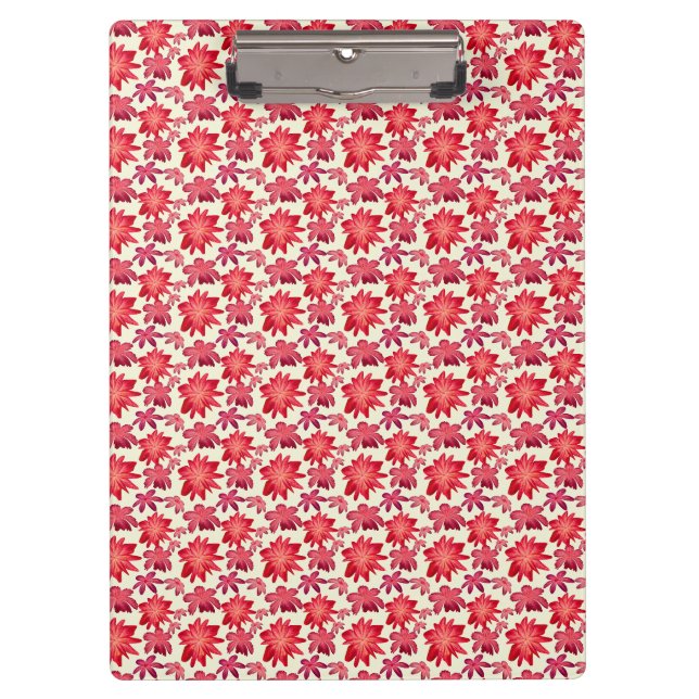 Red Pink Floral Seamless Pattern Dark Aesthetic  Clipboard (Front)