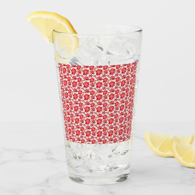 Red Pink Floral Seamless Pattern Dark Aesthetic  Glass (Front Ice)