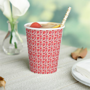 Red Pink Floral Seamless Pattern Dark Aesthetic Paper Cups