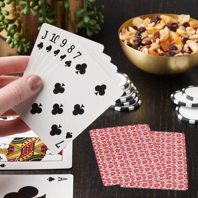 Red Pink Floral Seamless Pattern Dark Aesthetic  Playing Cards (In Situ)