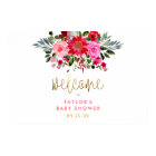 Red & Pink Flowers Baby Shower Welcome Sign