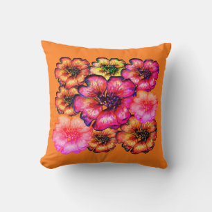 Red & Pink Flowers by Alexandra Cook Throw Pillow