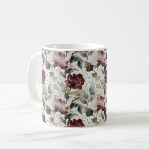 Red Pink Flowers Rain Drops Coffee Mug