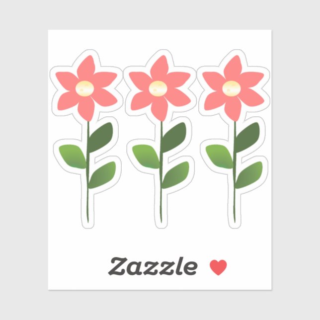 Red Pink Flowers Sticker (Sheet)