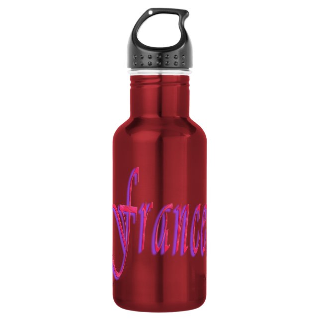 Red Pink Frances Name, 532 Ml Water Bottle (Front)