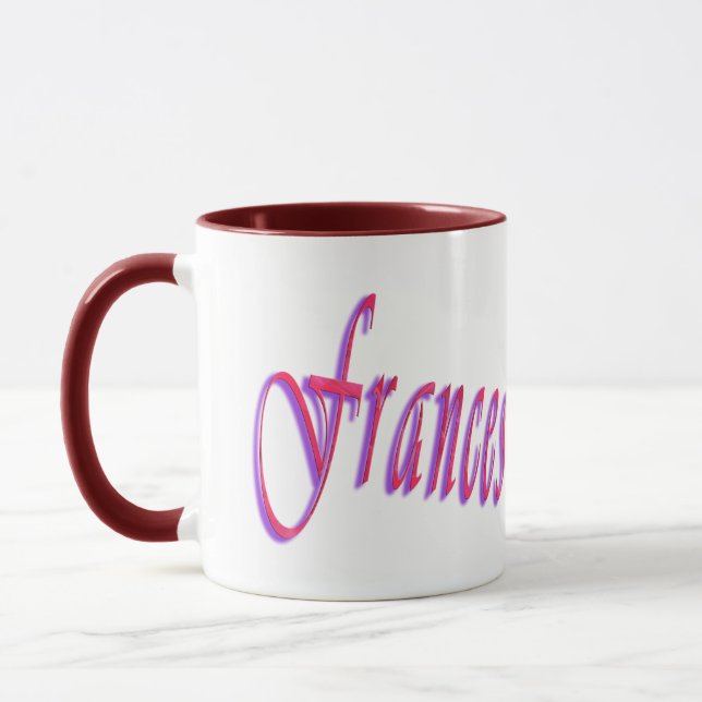 Red Pink Frances Name, Mug (Left)