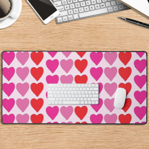 Red Pink Fuchsia Hearts Desk Mat