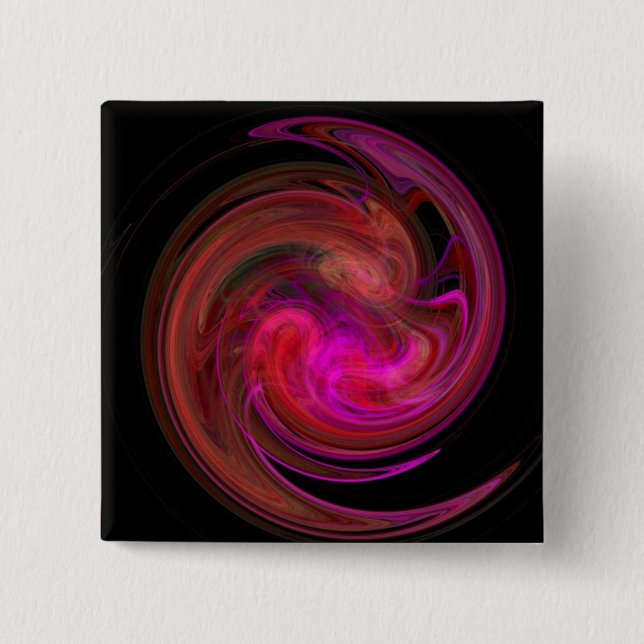 RED PINK FUCHSIA LIGHT VORTEX 15 CM SQUARE BADGE (Front)