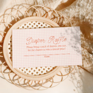Red & Pink Gingham Spring Diaper Raffle Ticket Enclosure Card