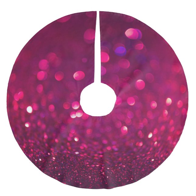 Red Pink Glitter: Abstract Bokeh Brushed Polyester Tree Skirt (Front)