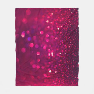Red Pink Glitter: Abstract Bokeh Fleece Blanket