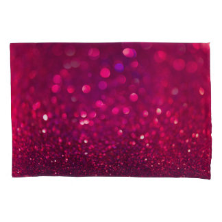Red Pink Glitter: Abstract Bokeh Pillowcase