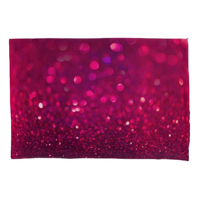 Red Pink Glitter: Abstract Bokeh Pillowcase (Front)