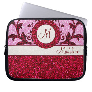 Red pink glitter custom monogram sleeve
