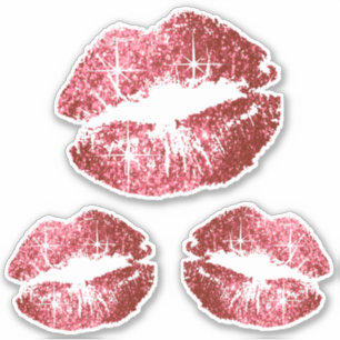 Red Pink Glitter Lips - Kiss-Cut