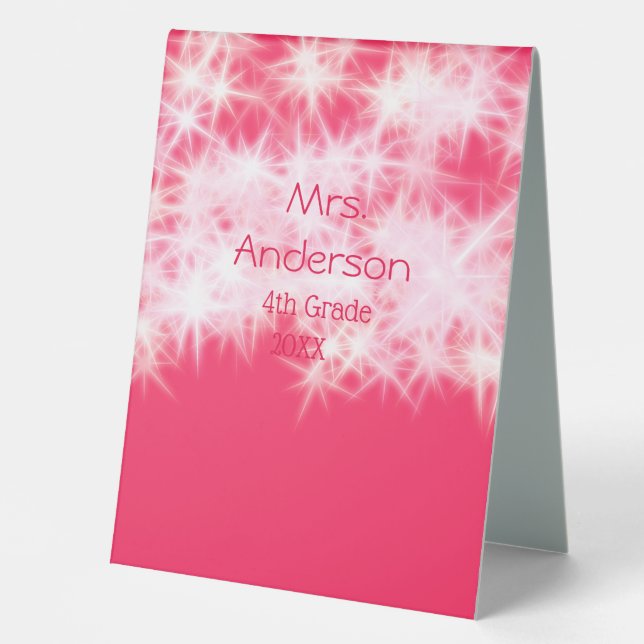 Red pink glitter sparkle Back to school teacher ap (Front)