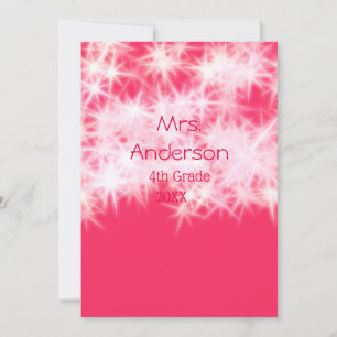 Red pink glitter sparkle Back to school teacher ap Invitation