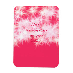 Red pink glitter sparkle Back to school teacher ap Magnet