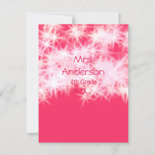 Red pink glitter sparkle Back to school teacher ap Postcard