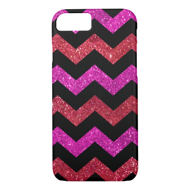 Red Pink Glitter Zigzag Pattern Case-Mate iPhone Case (Back)