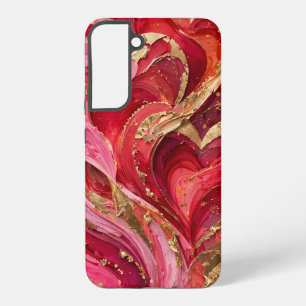 Red & Pink Gold Marble Swirl Samsung Galaxy S22+ C Case