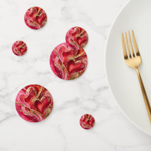 Red & Pink Gold Swirl Party Confetti