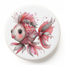 RED PINK GRAY ORNATE TROPICAL GOLDFISH