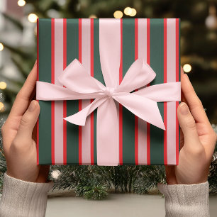 Red, Pink & Green Stripe Wrapping Paper