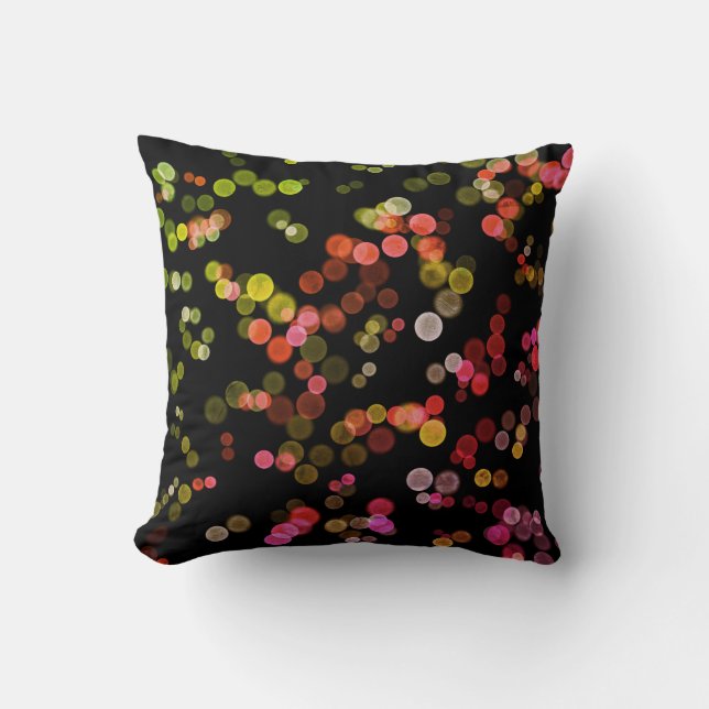 Red Pink Green Yellow Abstract Bubble Pattern Cushion (Front)
